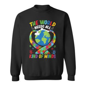The World Needs All Kinds Of Minds Neurodiversity Autism Sweatshirt | Mazezy