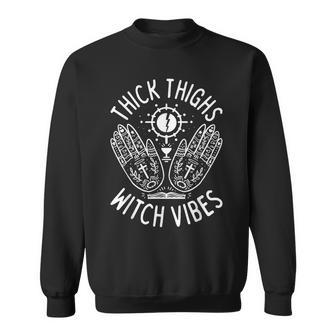 Thick Thighs Witch Vibes Spooky Witchy Halloween Men Women Sweatshirt Graphic Print Unisex - Thegiftio UK