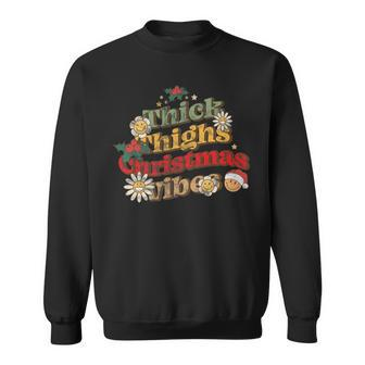 Thick Things Christmas Vibes Groovy Retro Christmas Pajamas Sweatshirt - Seseable