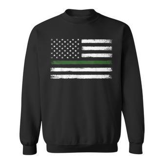 Thin Green Line Flag Military Family Vintage Patriotic Sweatshirt - Seseable