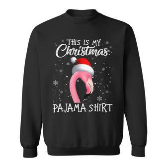 This Is My Christmas Pajama Flamingo Santa Christmas Pajama Men Women Sweatshirt Graphic Print Unisex - Thegiftio UK