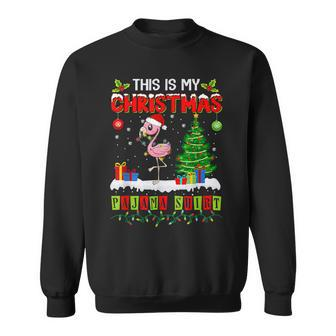 This Is My Christmas Pajama Funny Flamingo Santa Xmas Light Men Women Sweatshirt Graphic Print Unisex - Thegiftio UK