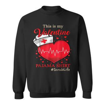 This Is My Valentine Nurse Cute Love Hearts Valentines Day Men Women Sweatshirt Graphic Print Unisex - Seseable
