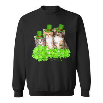 Three Cat St Patricks Day T Kitty Kitten Lover Irish Sweatshirt - Thegiftio