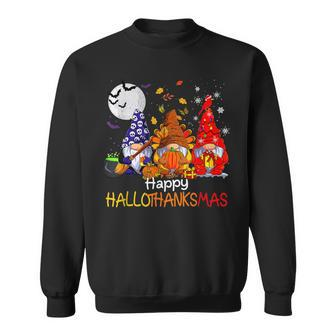 Three Gnomes Hallothanksmas Halloween Christmas Thanksgiving V4 Men Women Sweatshirt Graphic Print Unisex - Thegiftio UK