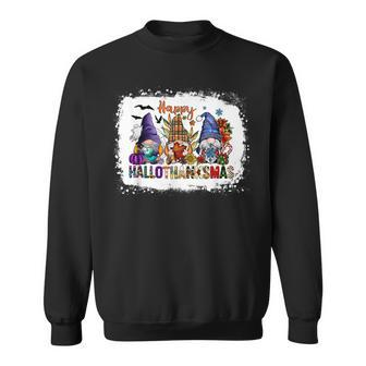 Three Gnomes Halloween Merry Christmas Happy Hallothanksmas V2 Men Women Sweatshirt Graphic Print Unisex - Thegiftio UK