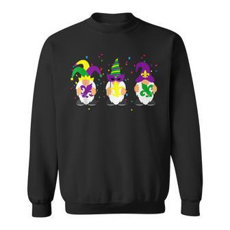 Three Gnomes Holding Mardi Gras Symbol Gnomes Lover Gifts Sweatshirt - Seseable