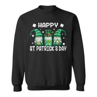 Three Gnomes Holding Shamrock Leopard Plaid St Patricks Day Sweatshirt - Thegiftio