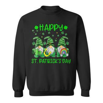 Three Gnomes Holding Shamrock Leopard Plaid St Patricks Day V2 Sweatshirt - Seseable