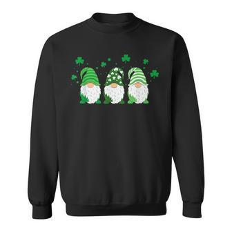 Three Gnomes Holding Shamrock Leopard Plaid St Patricks Day V3 Sweatshirt - Seseable