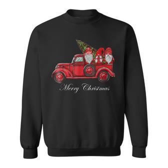 Three Gnomes In Red Truck With Merry Christmas Tree V3 Men Women Sweatshirt Graphic Print Unisex - Thegiftio UK