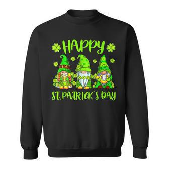 Three Gnomes Plaid St Patricks Day Shamrock Lucky Leprechaun Sweatshirt - Seseable