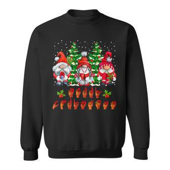 Three Gnomes Pride Asl Sign Language Merry Christmas 2022 Men Women Sweatshirt Graphic Print Unisex - Thegiftio UK