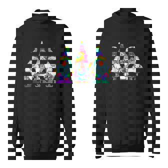 Three Hippie Gnomes Tie Dye Retro Vintage Hat Peace Gnome Raglan Baseball Tee Men Women Sweatshirt Graphic Print Unisex - Thegiftio