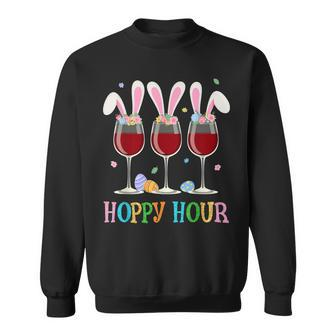 Three Wine Glasses Easter Drinking Bunny Ears Drink Up Women Sweatshirt | Mazezy