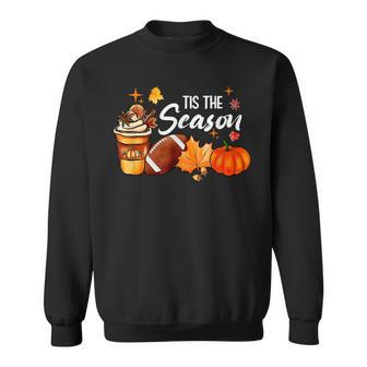 Tis The Season Coffee Fall Football And Halloween Pumpkin Men Women Sweatshirt Graphic Print Unisex - Thegiftio UK