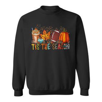 Tis The Season Leopard Pumpkin Football Halloween Fall Men Women Sweatshirt Graphic Print Unisex - Thegiftio UK