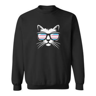Transgender Pride Cat Gift Support Trans Community V2 Men Women Sweatshirt Graphic Print Unisex - Thegiftio UK