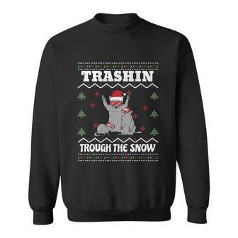 Trashin Through The Snow Raccoon Rat Ugly Christmas Cute Gift Sweatshirt - Monsterry UK