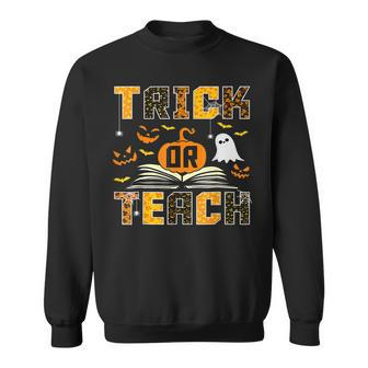 Trick Or Teach Funny Teacher Halloween Costume Cute Ghost Men Women Sweatshirt Graphic Print Unisex - Thegiftio UK