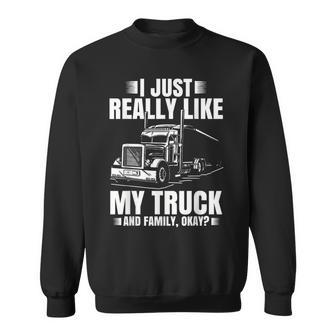 Truck Driver Design For Men Semi-Trailer Truckin Dad Big Rig Sweatshirt | Mazezy UK