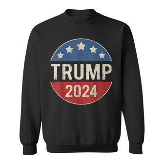 Trump 2024 Retro Campaign Button Re Elect President Trump Sweatshirt | Mazezy