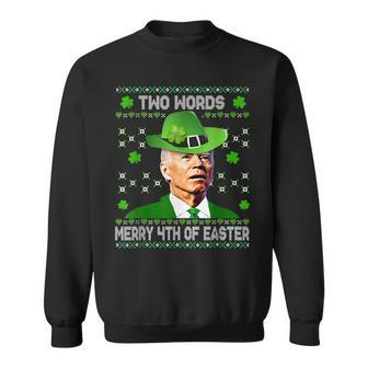 Two Words Merry 4Th Of Easter St Patricks Day Biden Confused Sweatshirt - Seseable