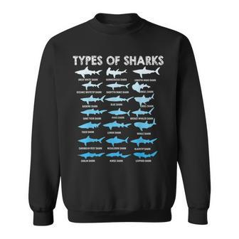 Types Of Sharks Educational Marine Biology Sweatshirt - Seseable