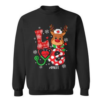 Ugly Christmas Love Rn Nurse Reindeer Nurses Women Men Women Sweatshirt Graphic Print Unisex | Seseable UK