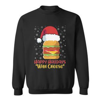 Ugly Christmas Sweater Burger Happy Holidays With Cheese V10 Sweatshirt - Monsterry