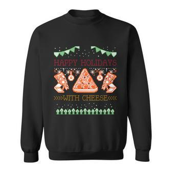 Ugly Christmas Sweater Burger Happy Holidays With Cheese V14 Sweatshirt - Monsterry