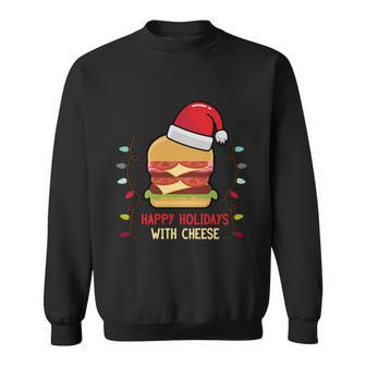 Ugly Christmas Sweater Burger Happy Holidays With Cheese V19 Sweatshirt - Monsterry