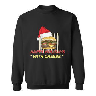 Ugly Christmas Sweater Burger Happy Holidays With Cheese V21 Sweatshirt - Monsterry