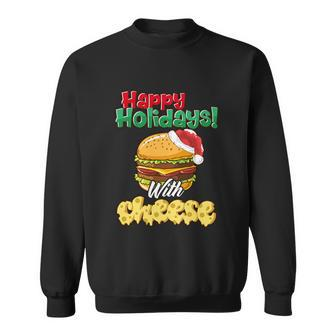 Ugly Christmas Sweater Burger Happy Holidays With Cheese V5 Sweatshirt - Monsterry