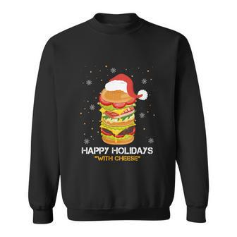 Ugly Christmas Sweater Burger Happy Holidays With Cheese V6 Sweatshirt - Monsterry