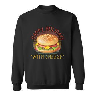 Ugly Christmas Sweater Burger Happy Holidays With Cheese V8 Sweatshirt - Monsterry