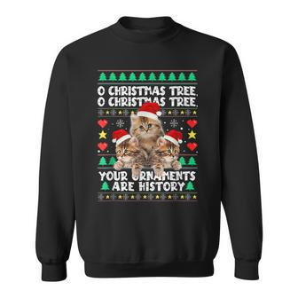 Ugly Sweater Cats Christmas Music Ornaments Kitten Lovers Men Women Sweatshirt Graphic Print Unisex - Seseable