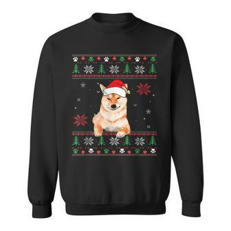 Ugly Sweater Christmas Lights Shiba Inu Dog Lover Men Women Sweatshirt Graphic Print Unisex - Seseable