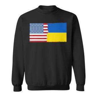 Ukrainian American Half Ukraine Half America Flag Sweatshirt - Seseable