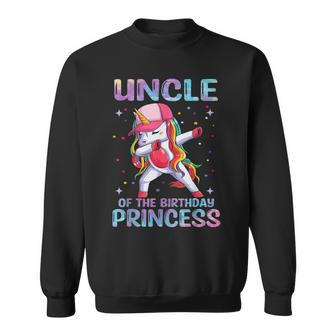 Uncle Of The Birthday Princess Girl Dabbing Unicorn Sweatshirt | Mazezy