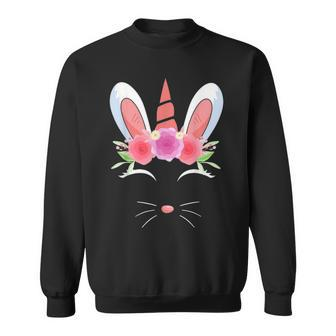 Unicorn Face Rabbit Egg Bunny Lover Gift Happy Easter Day Sweatshirt - Seseable