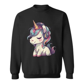 Unicorn Headphones Dj Music Lover Sweatshirt - Thegiftio UK