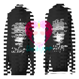 Unicorn Hippo Unihippo Funny Cute Animal With Shades Heart Sweatshirt | Seseable UK