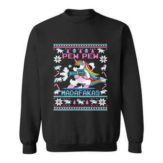 Unicorn Pew Pew Madafakas Ugly Christmas Sweater Sweatshirt - Monsterry
