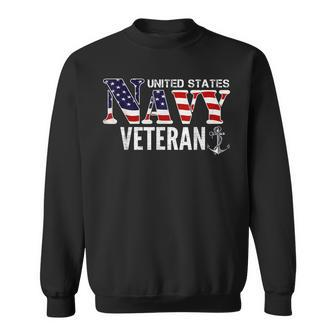 United States Vintage Navy With American Flag For Veteran Sweatshirt - Seseable