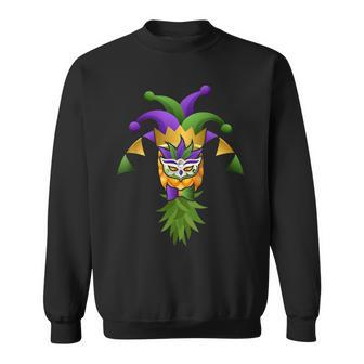 Upside Down Pineapple Mask Mardi Gras Funny Festival Costume Sweatshirt - Seseable