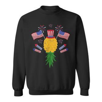Upside Down Pineapple Swinger Power 4Th Of July Us Flag Sweatshirt | Mazezy