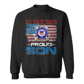 US Coast Guard Proud Son With American Flag Gift Sweatshirt - Seseable