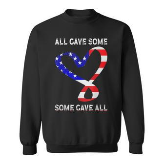 Usa Flag American Patriotic Heart Armed Forces Memorial Day Sweatshirt - Seseable