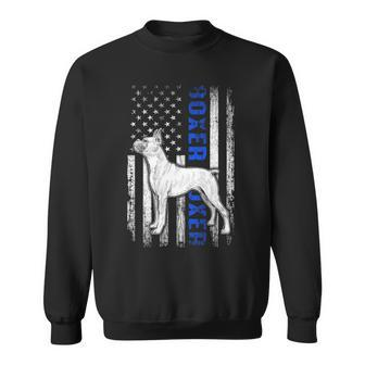 Usa Flag Clothing Police Boxer Dog Dad Gifts Thin Blue Line Sweatshirt - Seseable